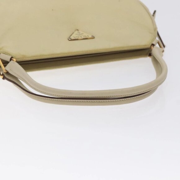 PRADA Hand Bag Nylon Leather Beige Gold Auth 129935 - Picture 8 of 16